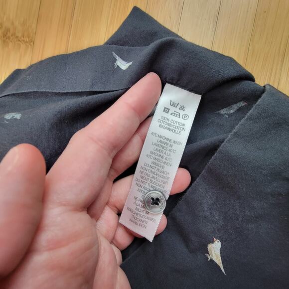 Paul Smith Soho Shirt Men 15.5 Blue Bird Print Novelty Black Dress Button Up - Picture 4 of 7